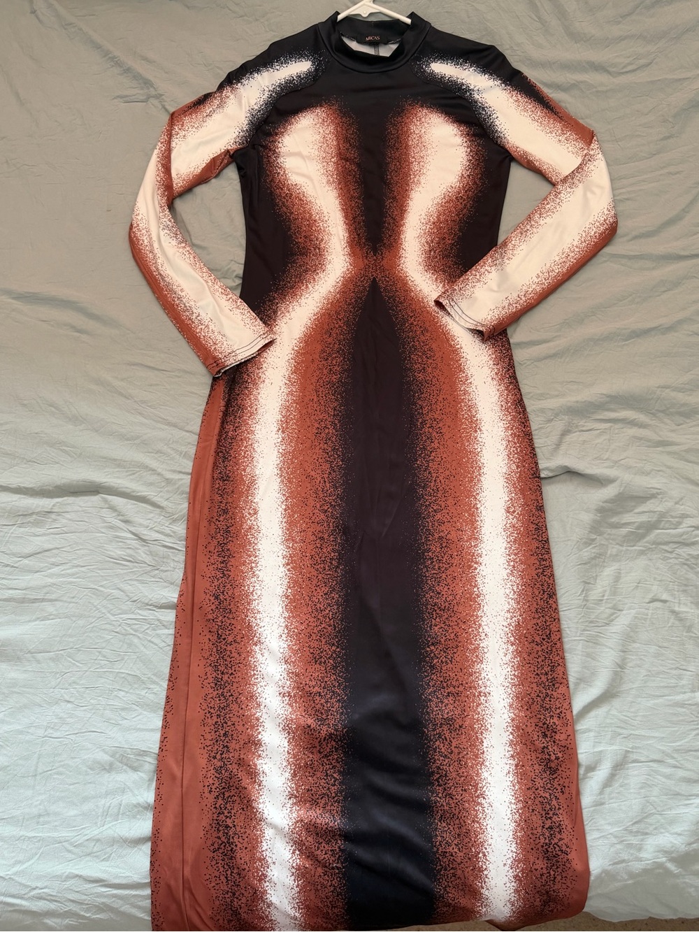 Micas Brown Mock Neck Long Sleeve Maxi Dress Sz L